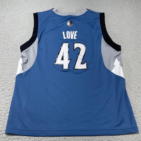Minnesota Timberwolves Jersey Youth Boys Large Blue NBA Kevin Love 42 Adidas - Picture 6 of 12